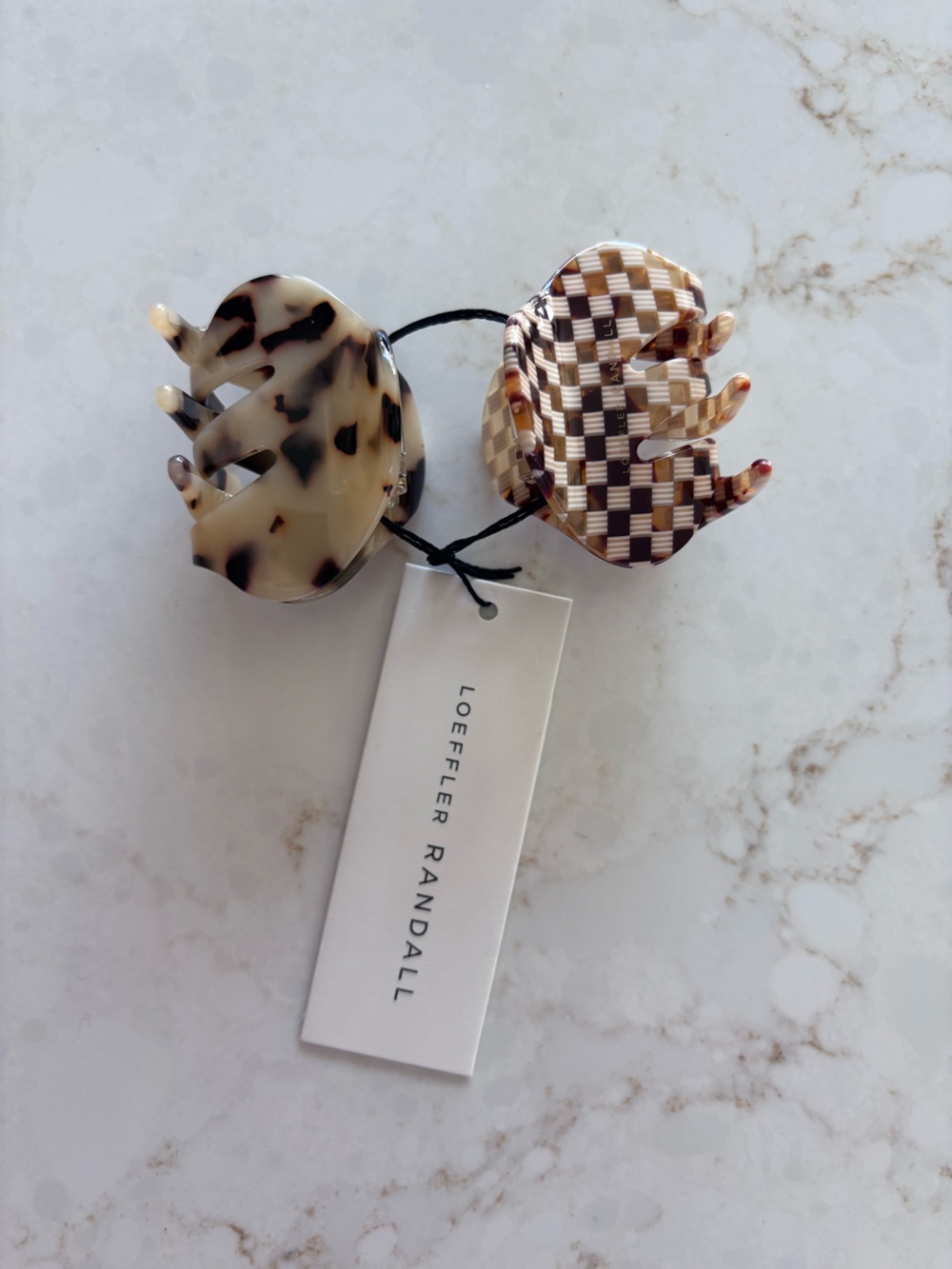 Loeffler Randall Tortoiseshell Pattern Hair Claw Duo, Cream & Brown NWT, 2 piece